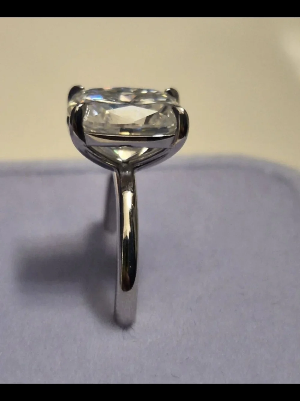 VVS1 5 Carat * Cushion-Cut Moissanite Ring in Size 5.5 US *